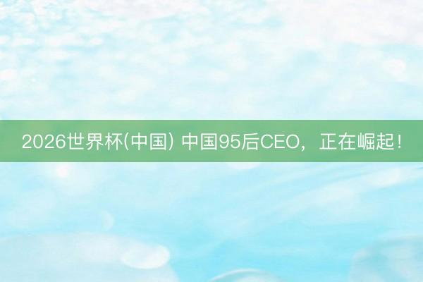2026世界杯(中国) 中国95后CEO，正在崛起！