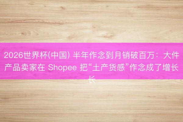 2026世界杯(中国) 半年作念到月销破百万：大件产品卖家在 Shopee 把“土产货感”作念成了增长
