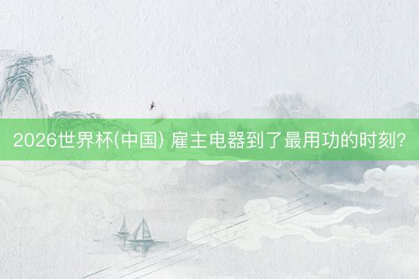 2026世界杯(中国) 雇主电器到了最用功的时刻？