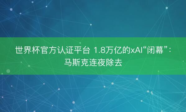 世界杯官方认证平台 1.8万亿的xAI“闭幕”：马斯克连夜除去