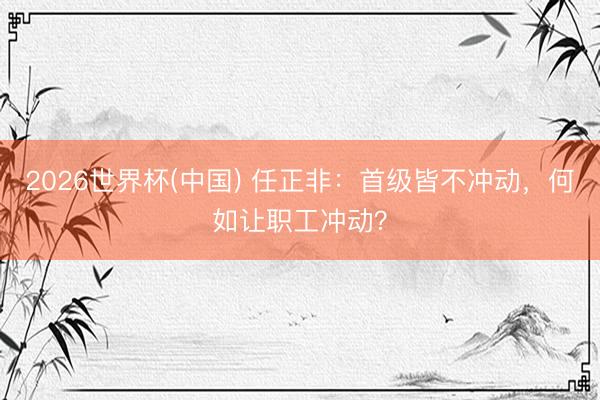 2026世界杯(中国) 任正非：首级皆不冲动，何如让职工冲动？