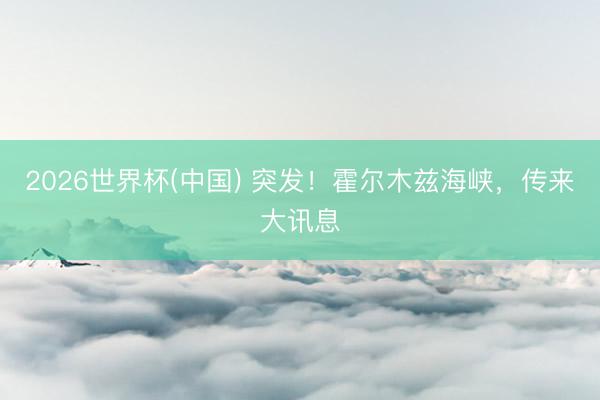 2026世界杯(中国) 突发！霍尔木兹海峡，传来大讯息