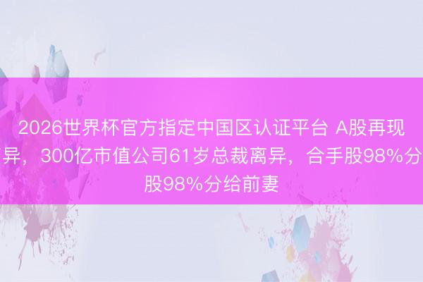2026世界杯官方指定中国区认证平台 A股再现天价离异，300亿市值公司61岁总裁离异，合手股98%分给前妻