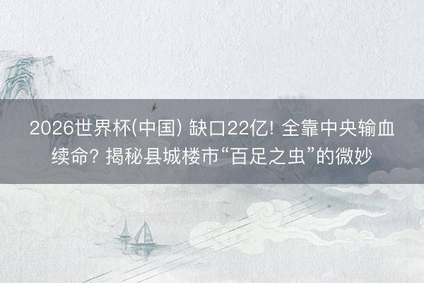 2026世界杯(中国) 缺口22亿! 全靠中央输血续命? 揭秘县城楼市“百足之虫”的微妙