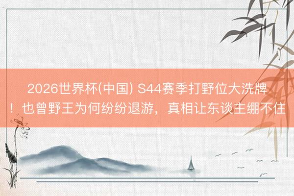 2026世界杯(中国) S44赛季打野位大洗牌！也曾野王为何纷纷退游，真相让东谈主绷不住