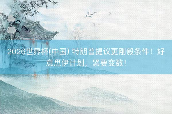 2026世界杯(中国) 特朗普提议更刚毅条件！好意思伊计划，紧要变数！