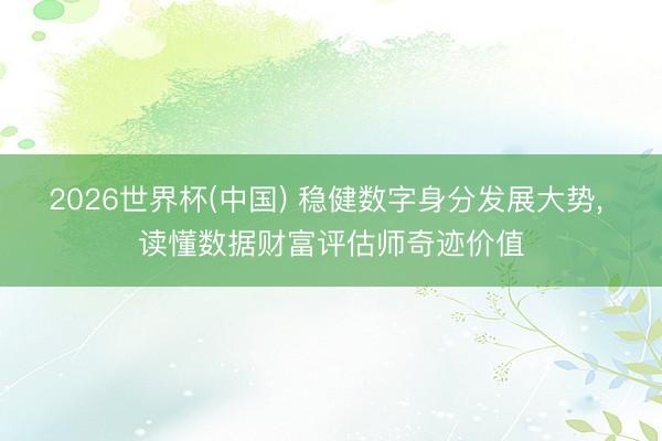 2026世界杯(中国) 稳健数字身分发展大势， 读懂数据财富评估师奇迹价值