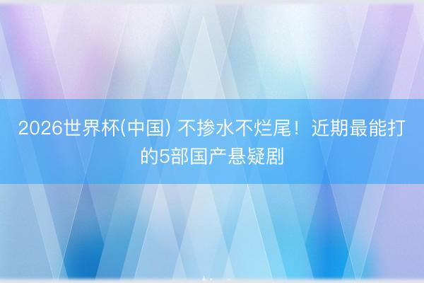 2026世界杯(中国) 不掺水不烂尾!近期最能打的5部国产悬疑剧