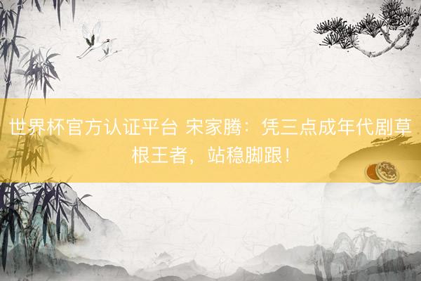 世界杯官方认证平台 宋家腾：凭三点成年代剧草根王者，站稳脚跟！
