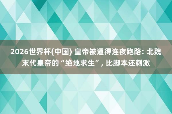 2026世界杯(中国) 皇帝被逼得连夜跑路: 北魏末代皇帝的“绝地求生”, 比脚本还刺激